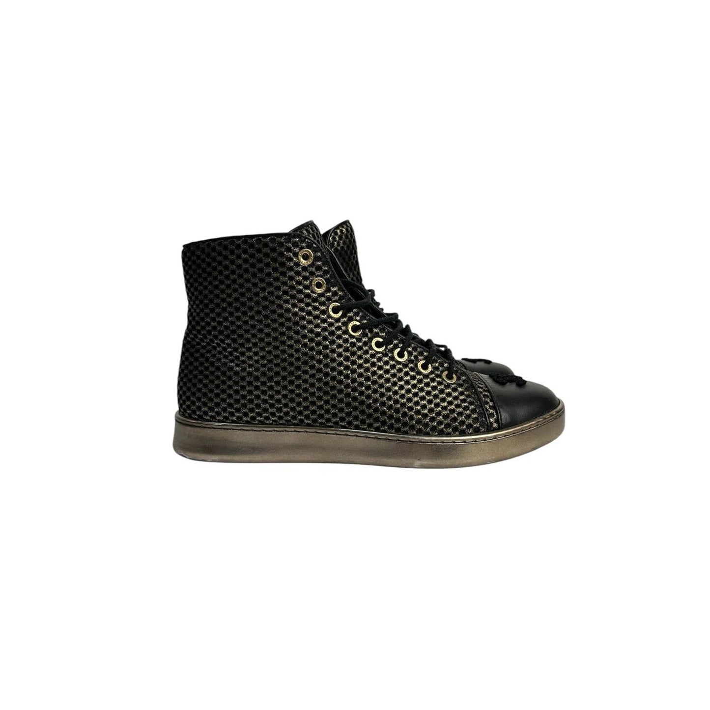 Chanel Lace -Up Glossy High-Top Sneakers  Sz.37,5