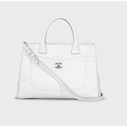 Chanel Neo Executive White Leather Tote Bag Pre-owned