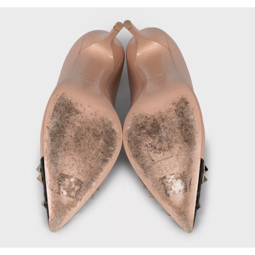 Valentino Beige Leather Studded Pumps - Size 38.5 Pre-owned