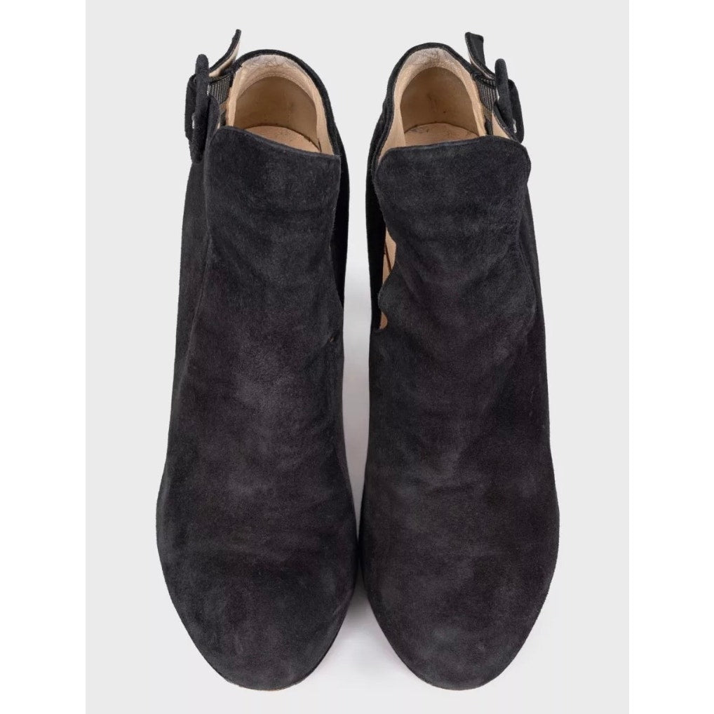 Christian Louboutin Black Suede Cutout Ankle Boots Sz. 38 Pre-owned