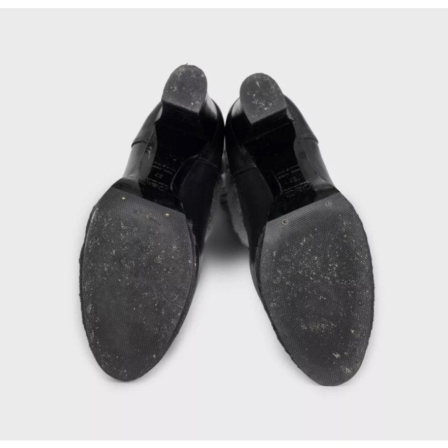 Dolce & Gabbana Black Leather Knitted Boots sz.37 pre-owned