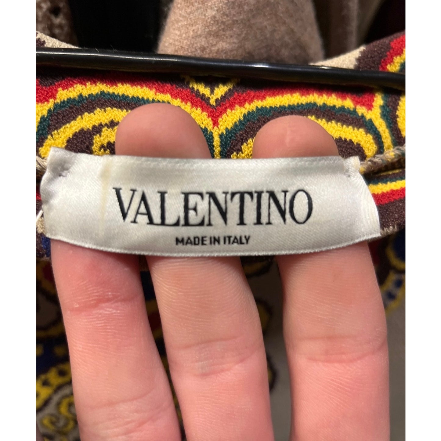NWOT Valentino Beige Printed Fitted Dress Sz M Pre-owned