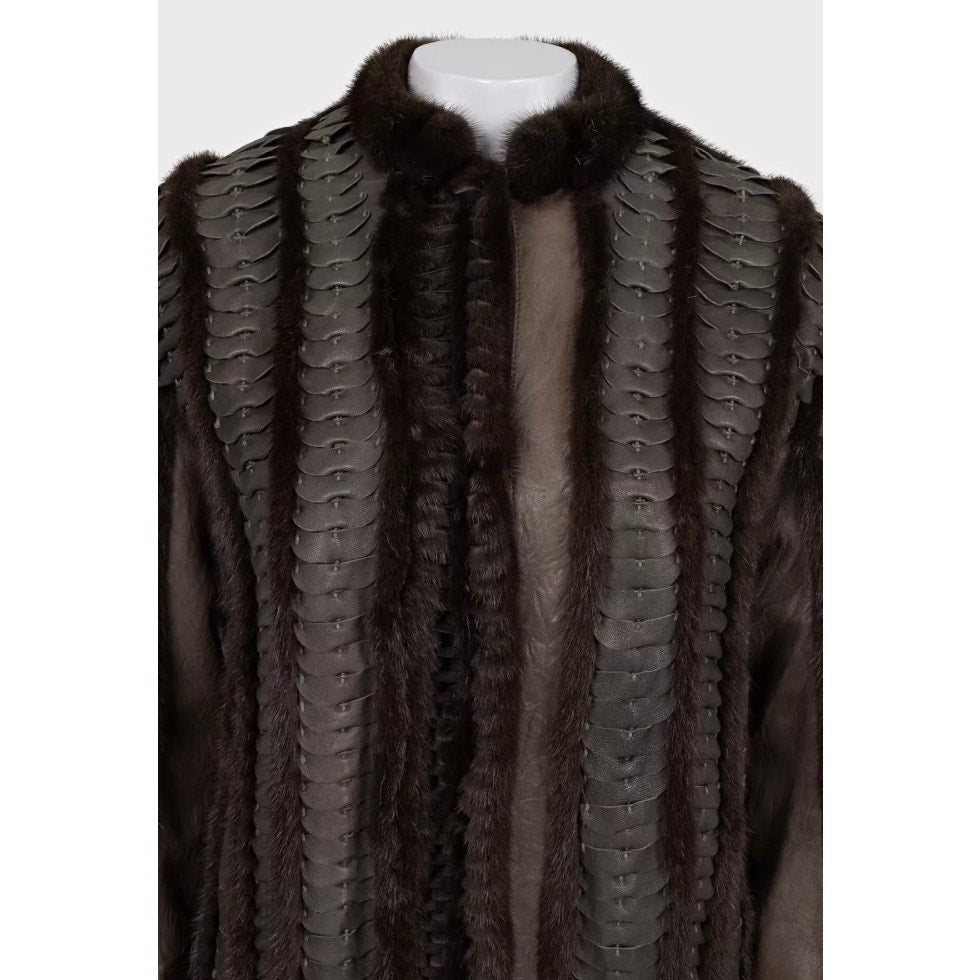 Roberto Cavalli Faux Fur & Leather Straight-Cut Jacket - IT 40 / S Pre-owned