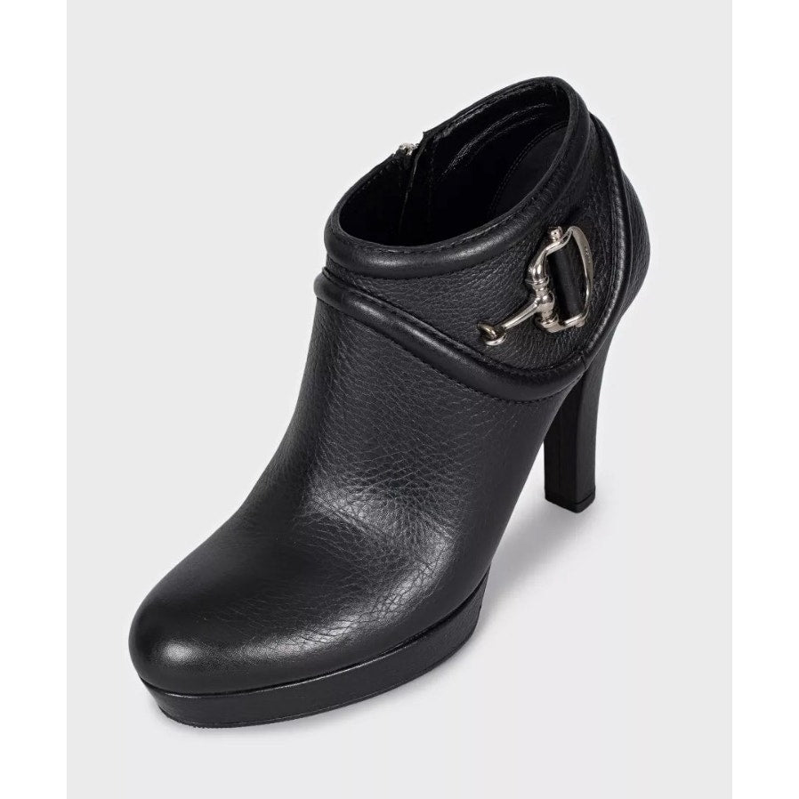 NWB Gucci Black Leather Ankle Boots - EU 39 Pre-owned