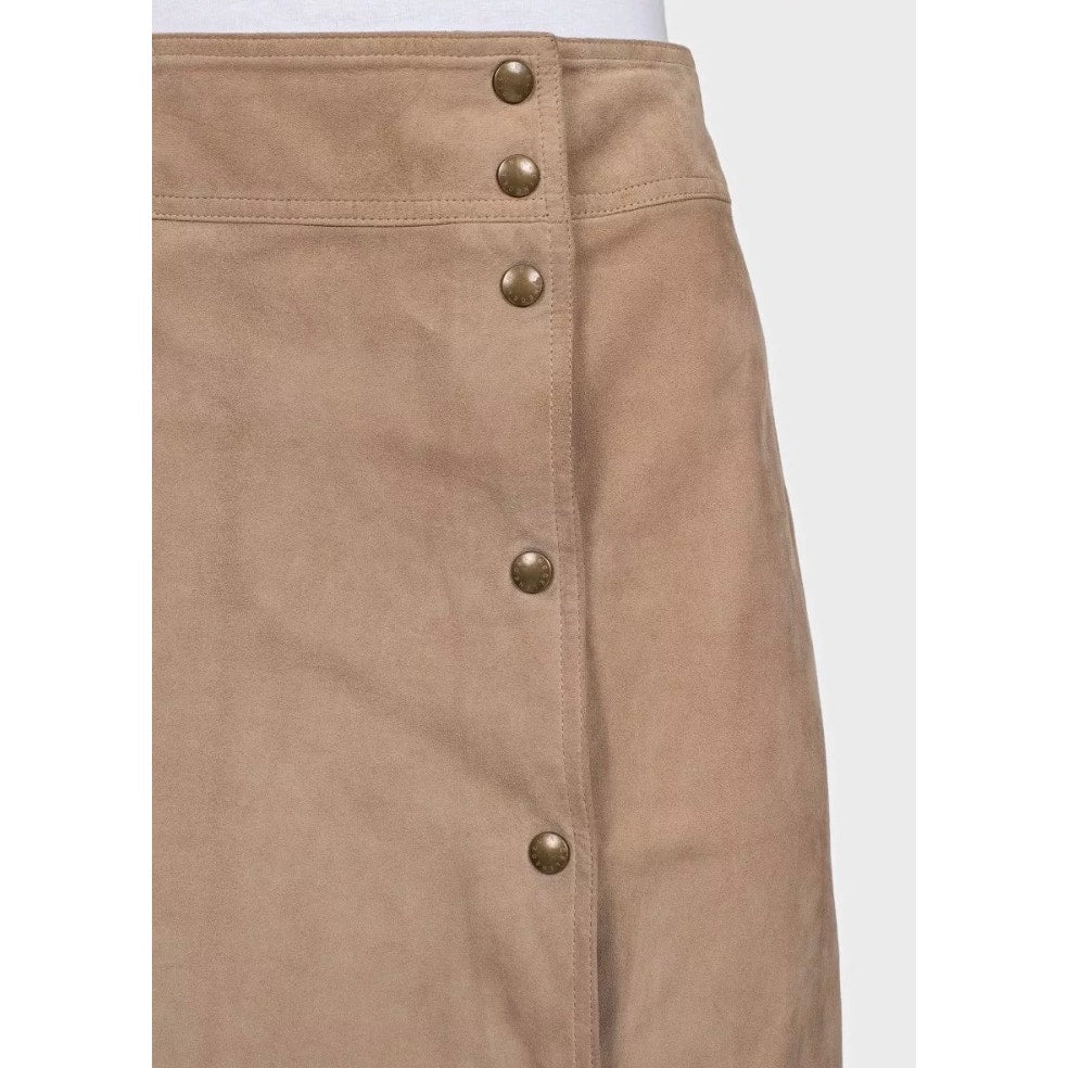 Celine Beige Suede Snap Button Midi Skirt - EU36/S Pre-owned