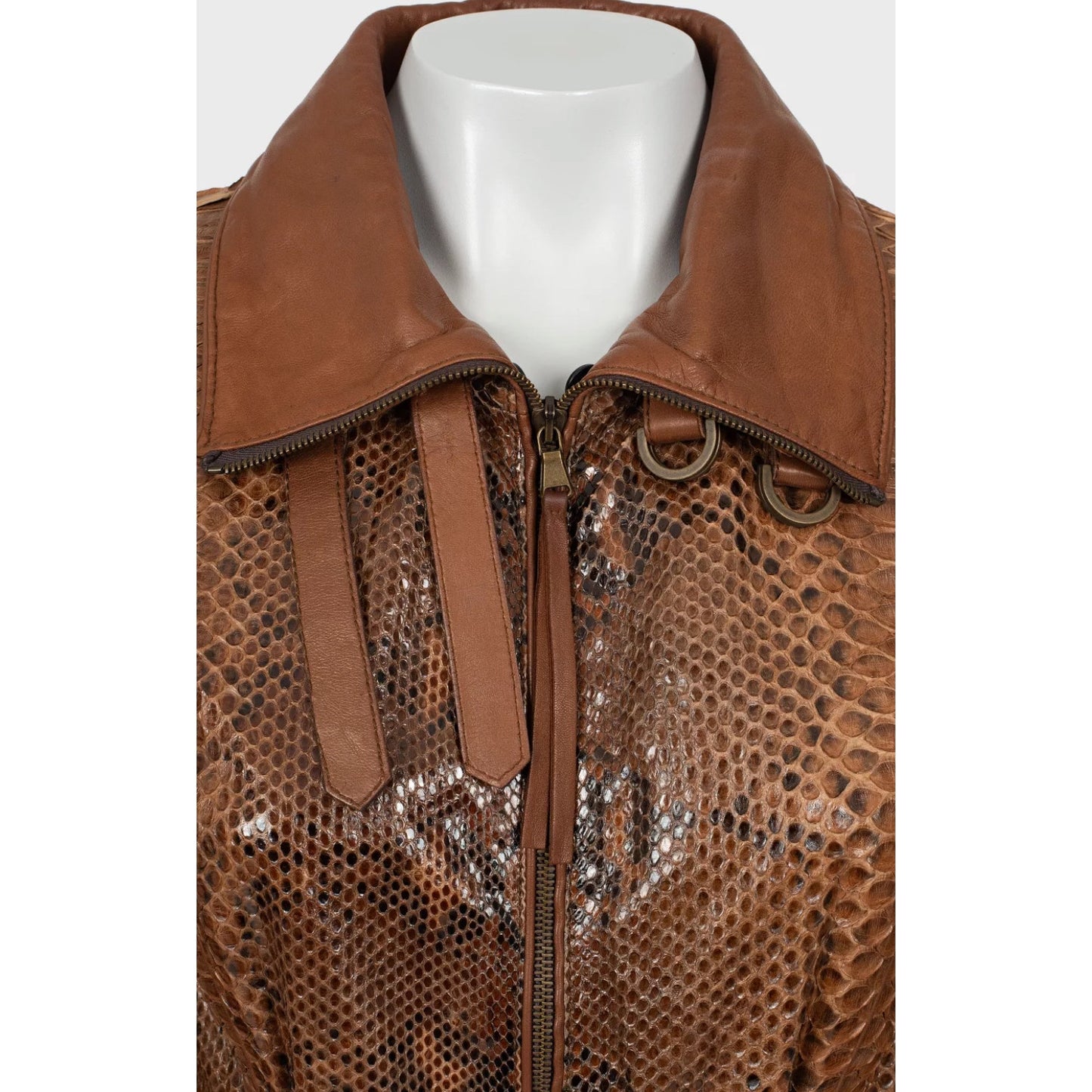 Roberto Cavalli Brown Python Leather Jacket - Size42/ M Pre-owned