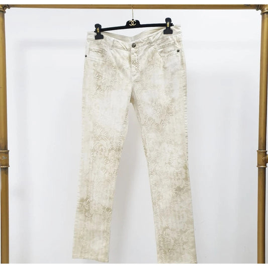 CHANEL Camélias Print Jeans Sz.44 Pre-owned