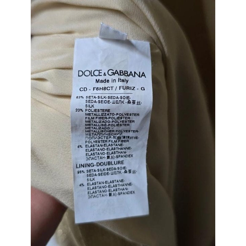 Dolce & Gabbana Gold Draped Fitted Dress - IT 46 / XL Pre-owned