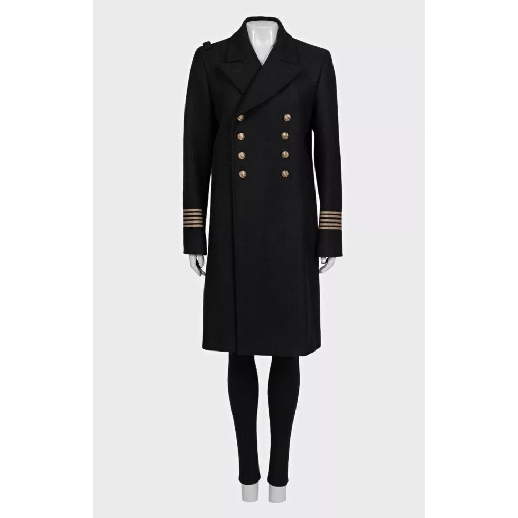 Saint Laurent Black Wool Coat Sz.40 Pre-owned