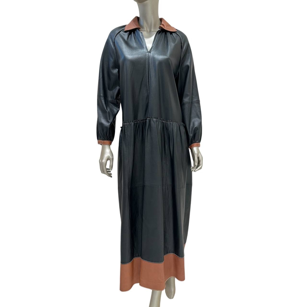 Chic Stand Studio Gilda Two-Tone Leather Dress Sz 36 Pre-owned