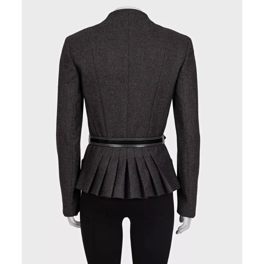 Christian Dior Gray Wool Angora Fitted Jacket Sz.38 Pre-owned
