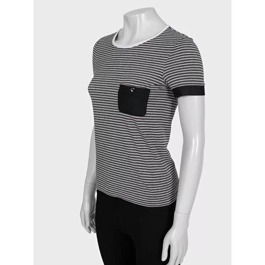 Chanel 2015 Black White Striped Fitted T-Shirt FR 34 XS Pre-owned
