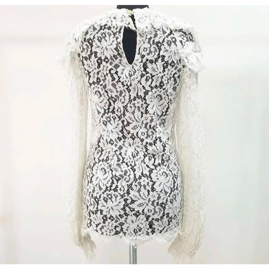 Chanel White Floral Lace Blouse Sz.36 Pre-owned