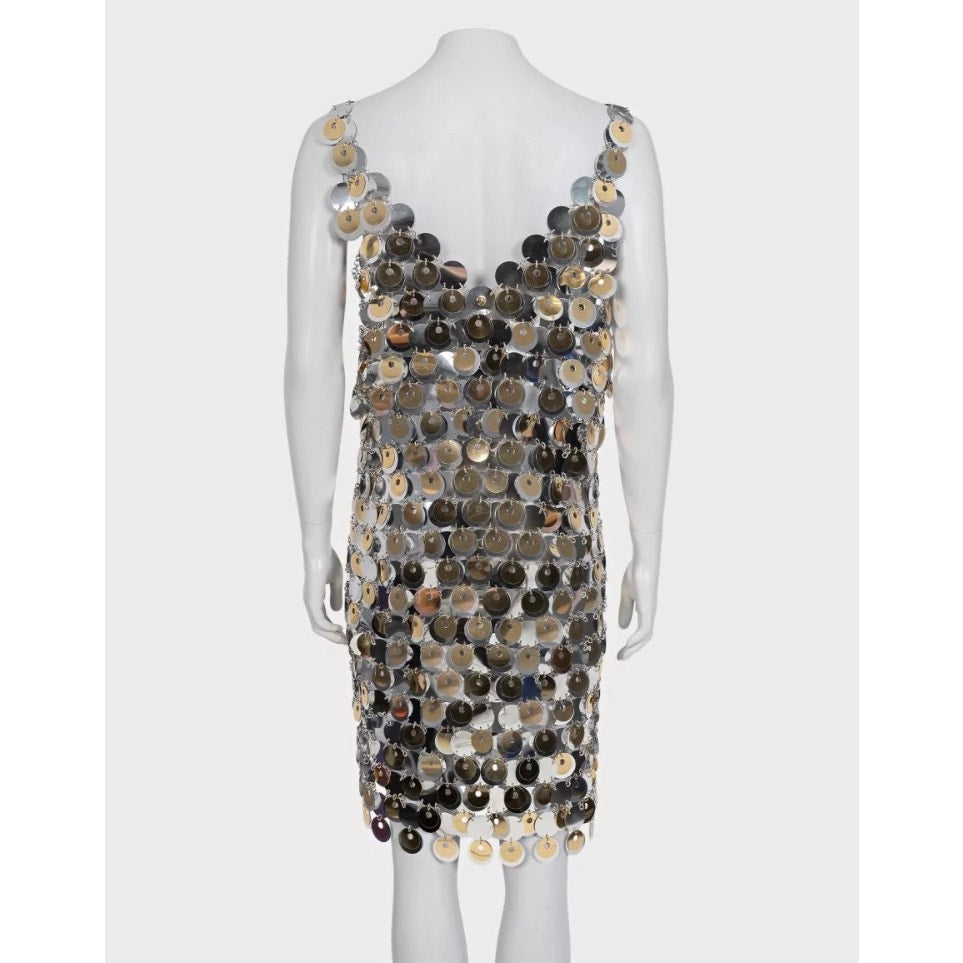 Stunning Paco Rabanne x H&M Silver Metal Dress - Size XL Pre-owned