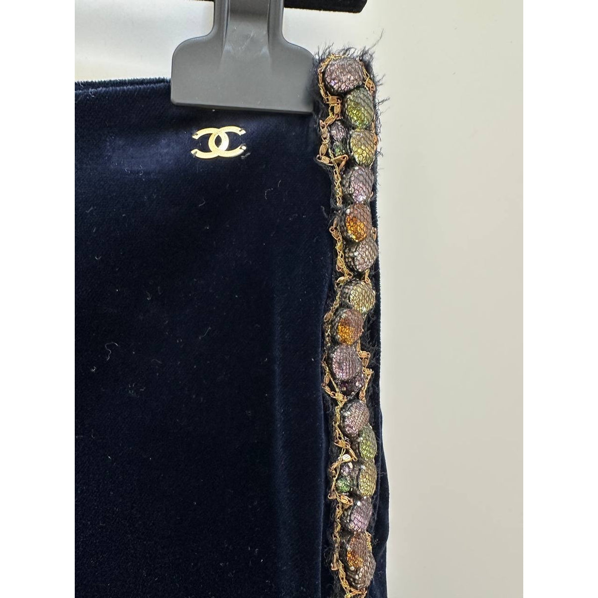 Chanel Vintage Navy Velvet Pants Sz.36 Pre-owned