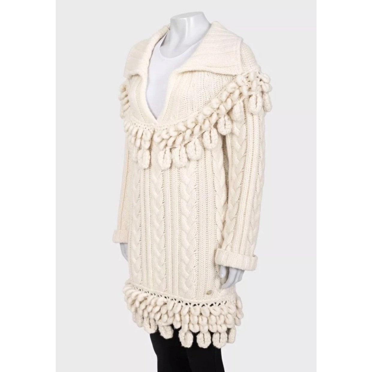 Chanel 2009 White Cashmere Knit Dress Sz.36 Pre-owned