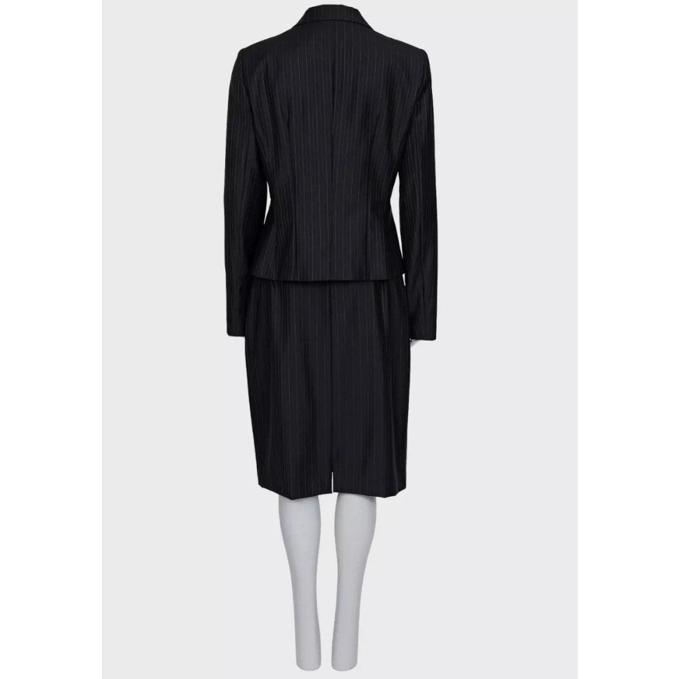 Christian Dior Black Striped Wool Suit FR44 XXL Pre-owned
