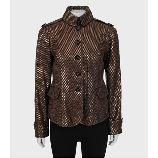 Burberry Brown Leather Jacket Sz.42 S Pre-owned