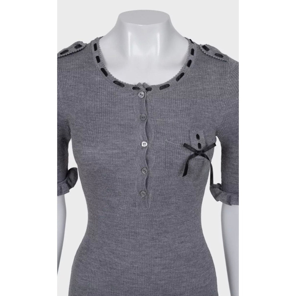 Christian Dior Grey Fitted Cashmere Blend Dress - FR36 | S pre-owned