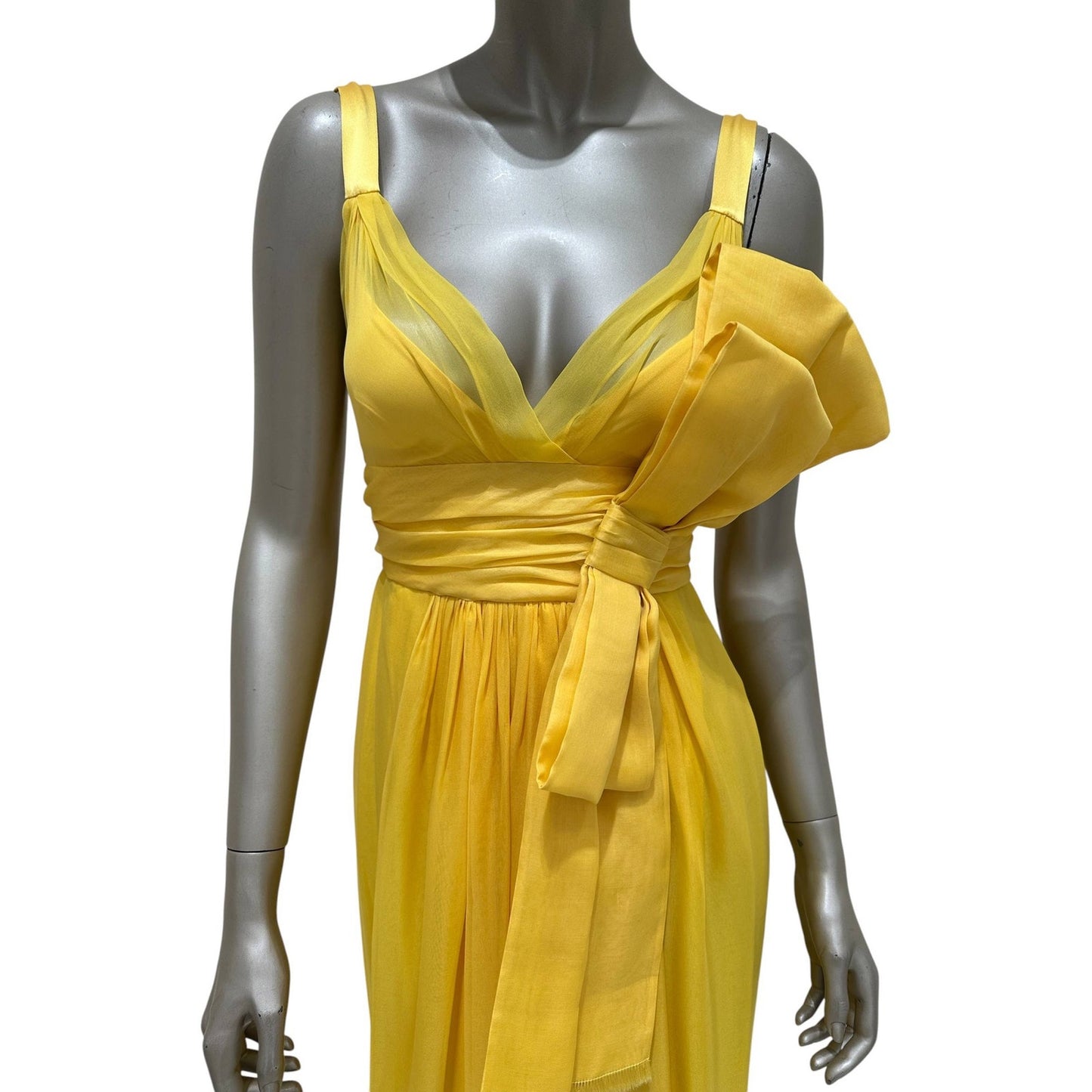 Dolce & Gabbana Yellow Silk Bow Maxi Dress Sz.38 Pre-owned