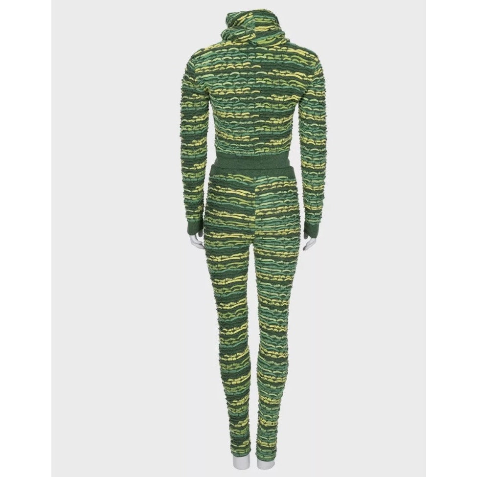 Chanel Green Cashmere Cowl Top Pant Suit Set  EU36/S Pre-owned