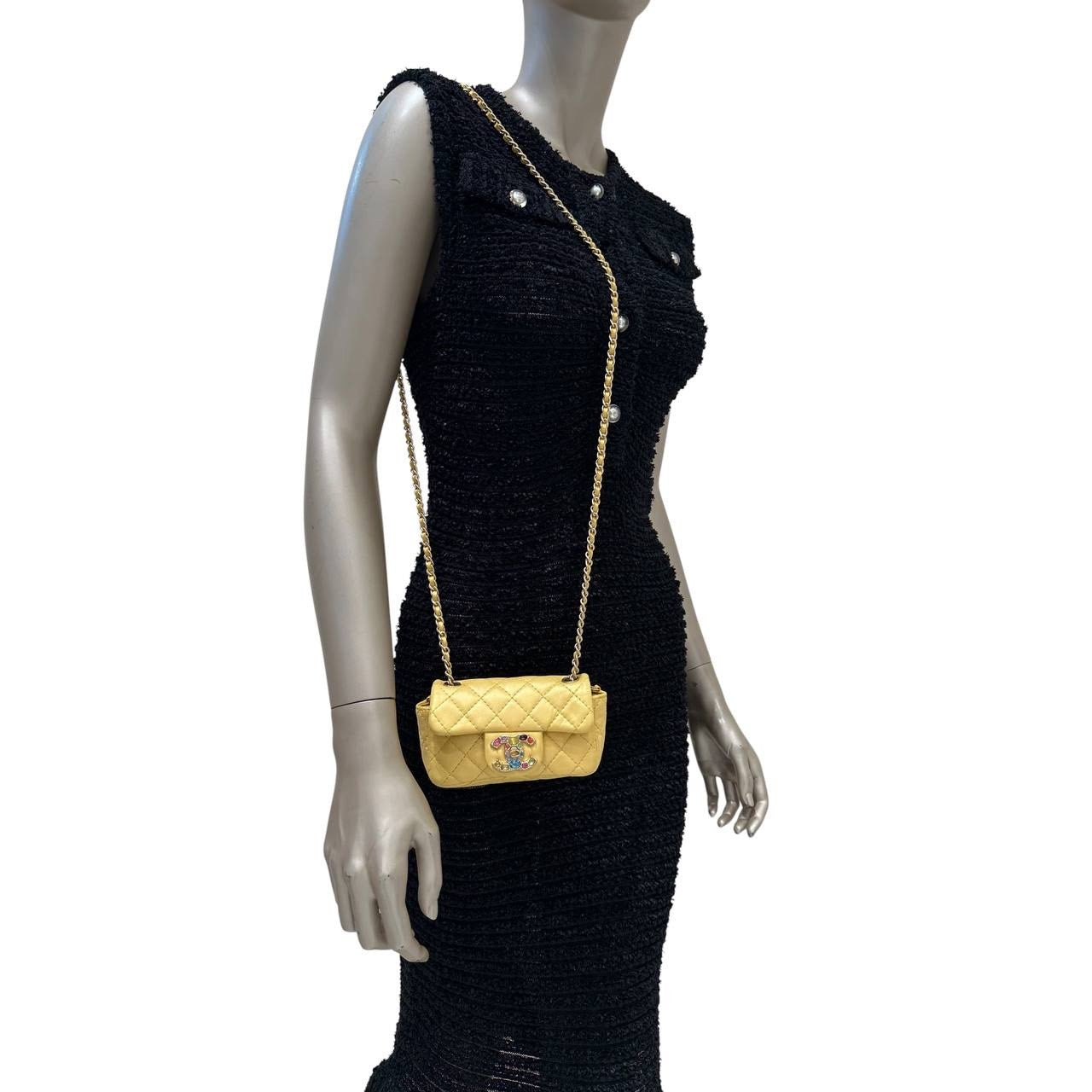 Chanel Iridescent Yellow Lambskin Extra Mini Jewel Flap Bag Pre-owned