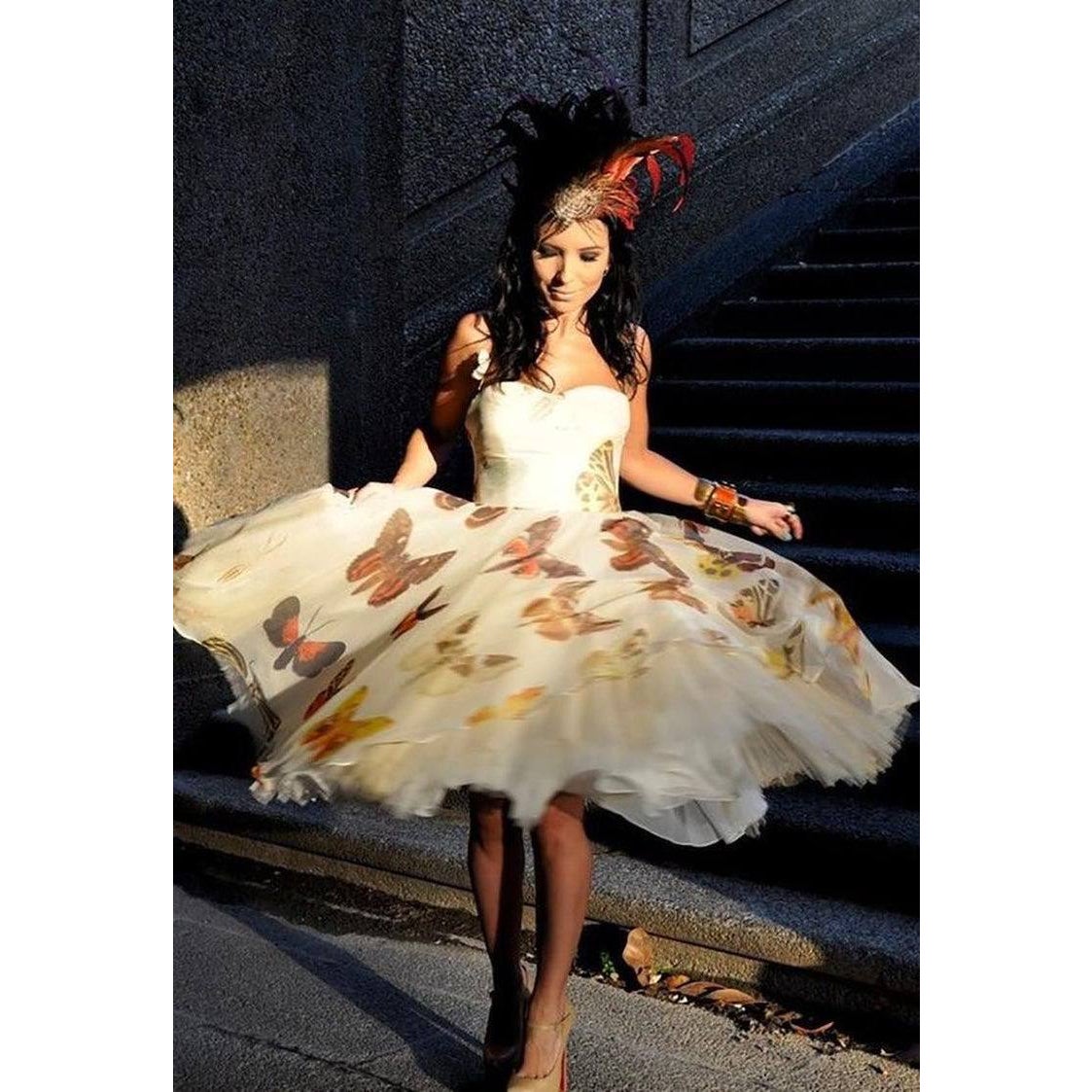 Alexander McQueen Vintage Butterfly Silk Dress IT 40 Pre-owned