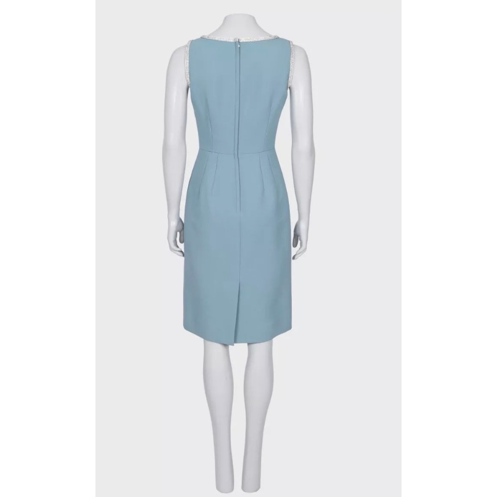 Dolce & Gabbana Blue Wool Crystal Embellished Dress Sz.40 Pre-owned