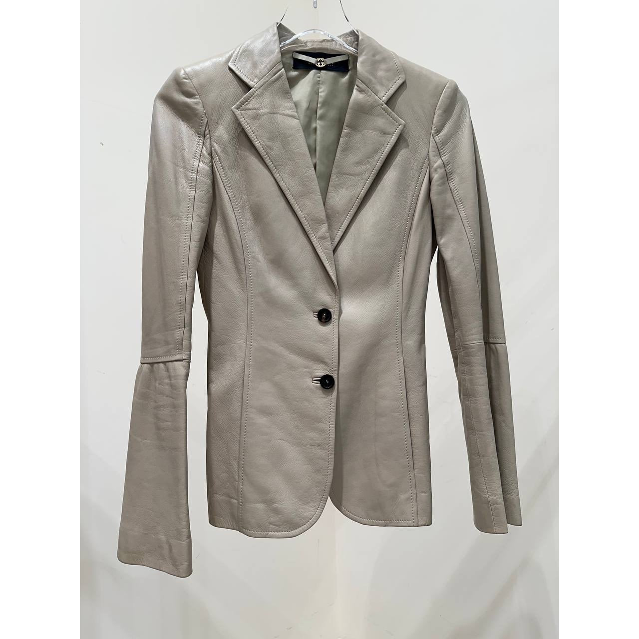 Gucci Vintage Tom Ford Era Ivory Leather Blazer Sz.38 Pre-owned