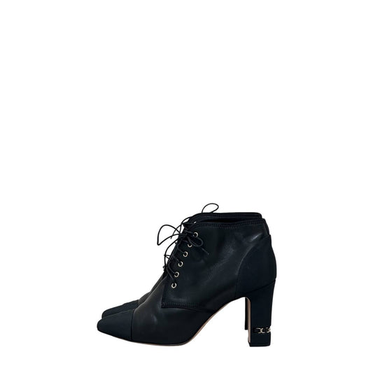 CHANEL Black Leather Chain Ankle Boots – EU 41 Pre-owned