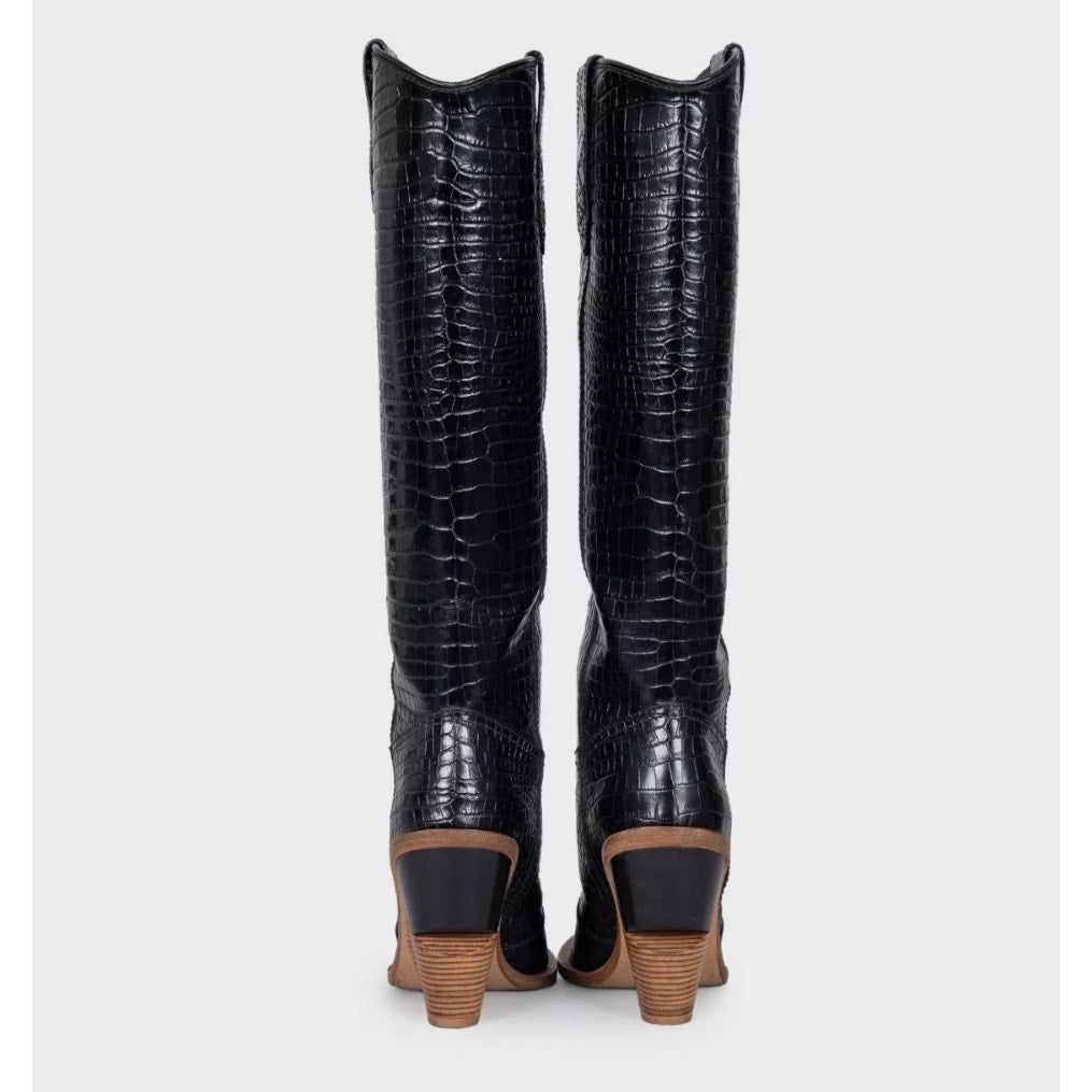 Fendi Black Leather Cowboy Boots - Size 37 Pre-owned