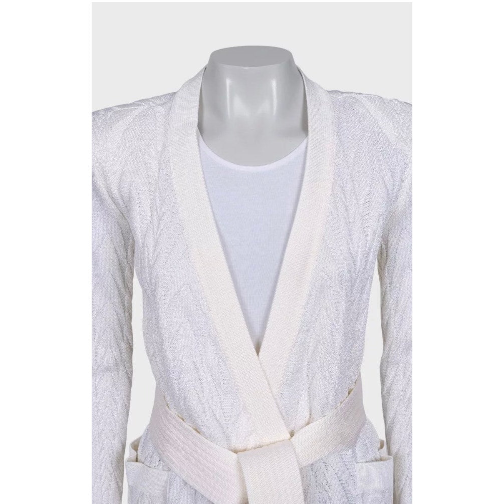 Balmain White Wrap Cardigan with Belt - Size36/ S Pre-owned