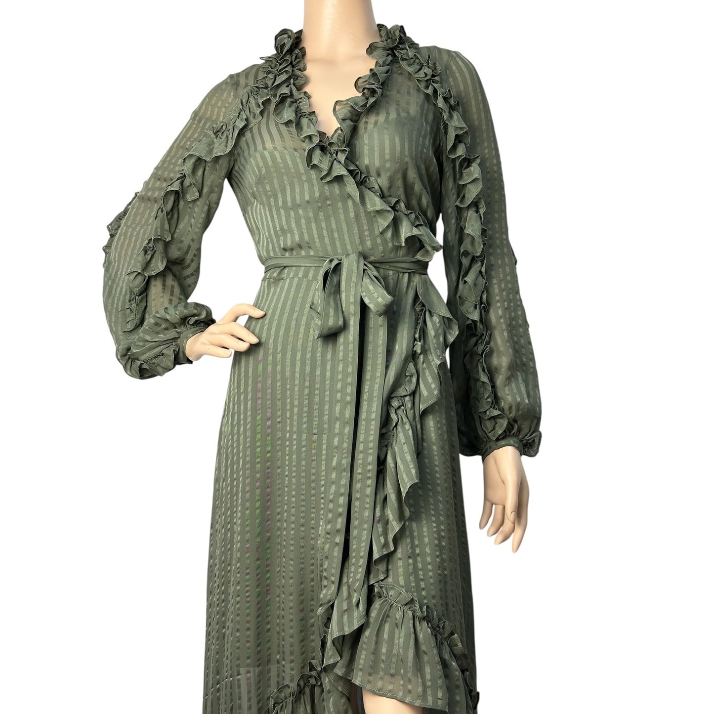 Zimmermann Cascade Ruffle Wrap Midi Dress Sz.0 Pre-owned