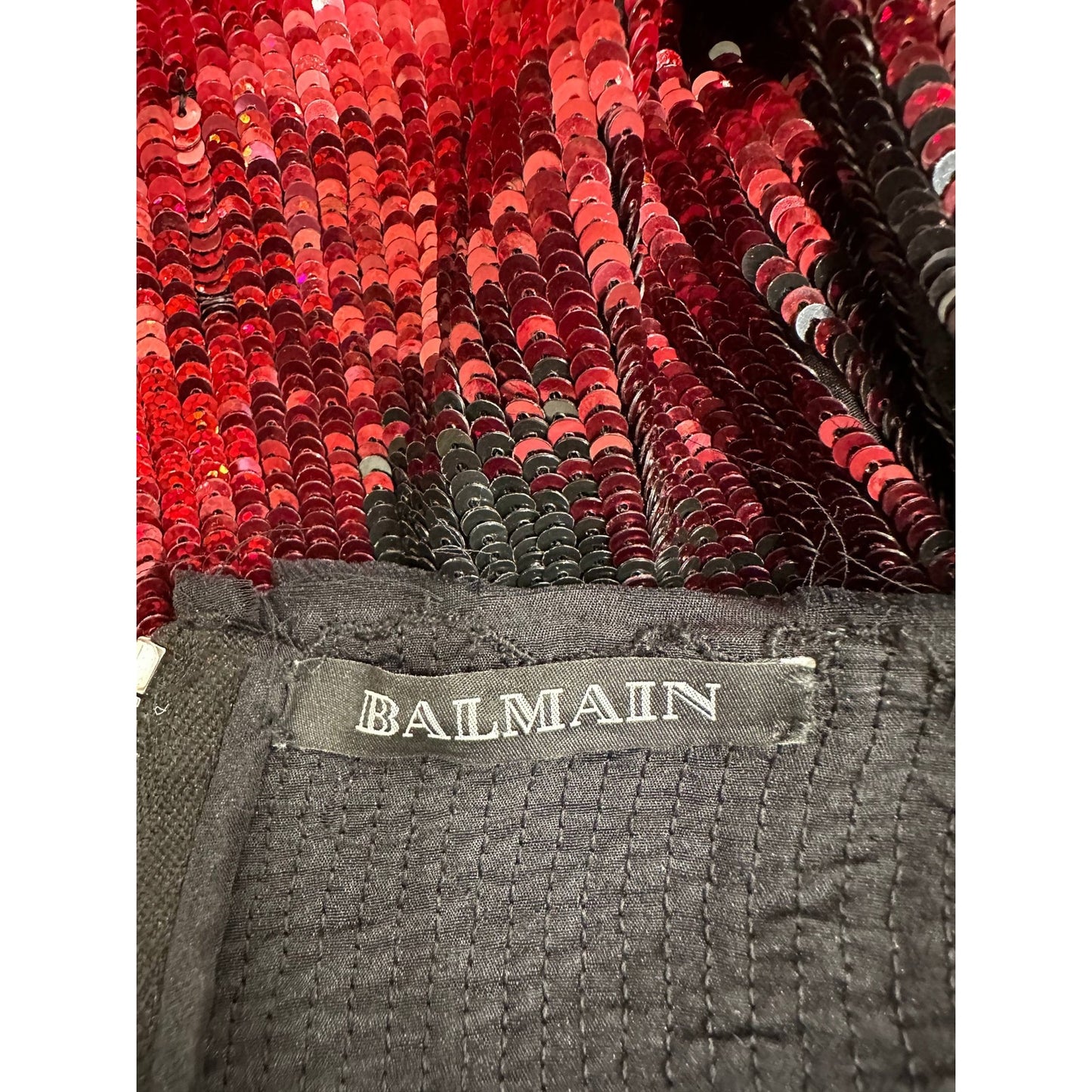 Balmain Tiger-Stripe Sequin Mini Dress - Size 38 pre-owned