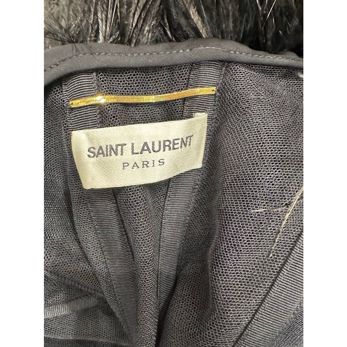 Saint Laurent Paris Bustier Black Silk Feather-Trimmed Dress Sz.38 Pre-owned