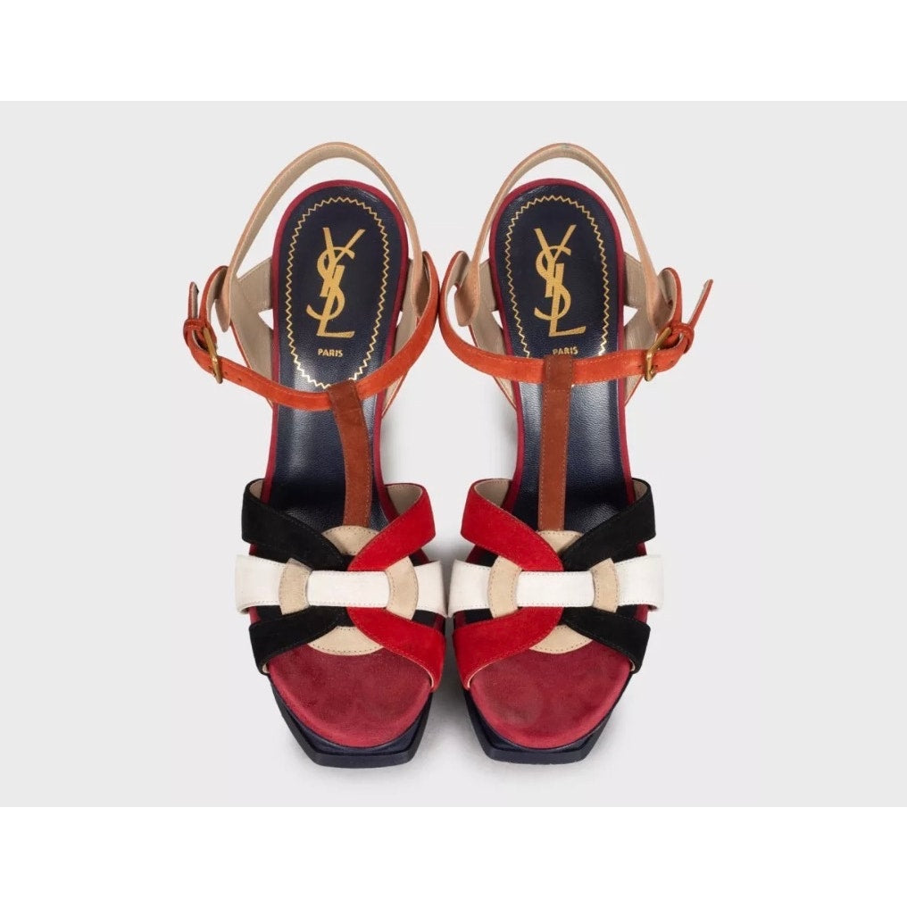 Saint Laurent Two-Tone Suede Sandals - Size 38 pre-owned