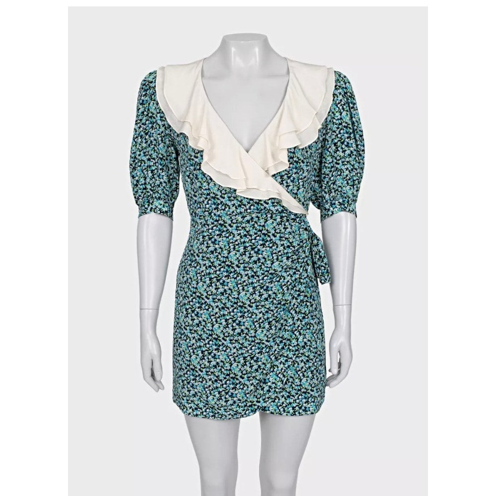 Alessandra Rich Blue Floral Silk Dress  Sz.40 Pre-owned