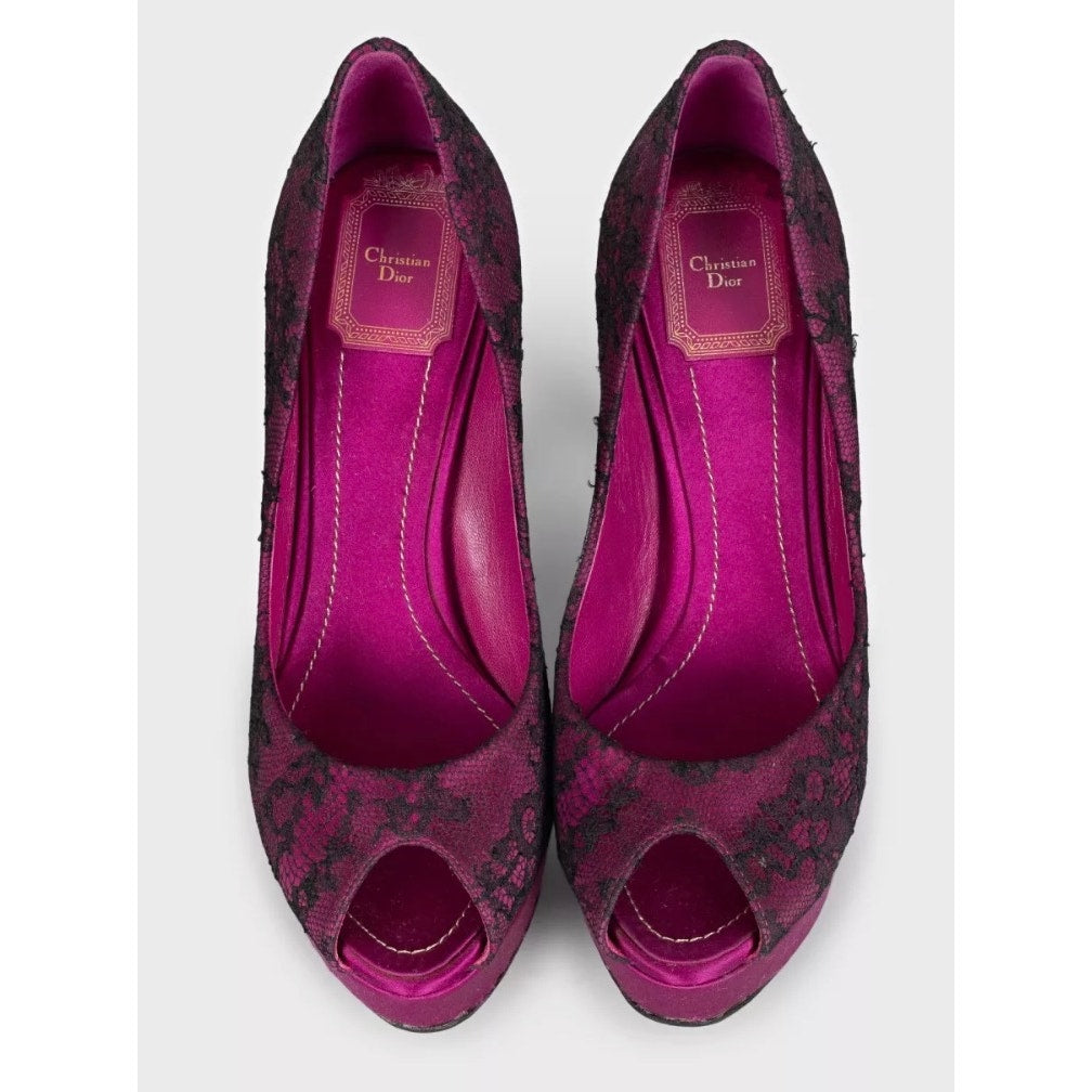 Christian Dior Lace Peep-Toe Pumps – Size 37.5 pre-owned
