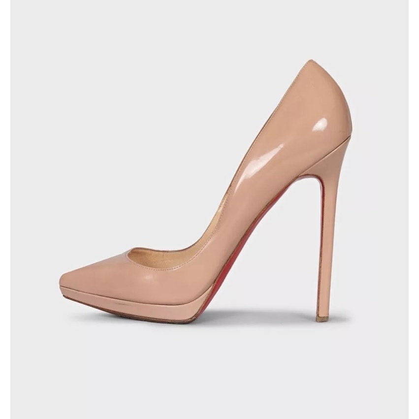 Christian Louboutin Beige Leather Pointed Toe Heels Sz.39.5 pre-owned