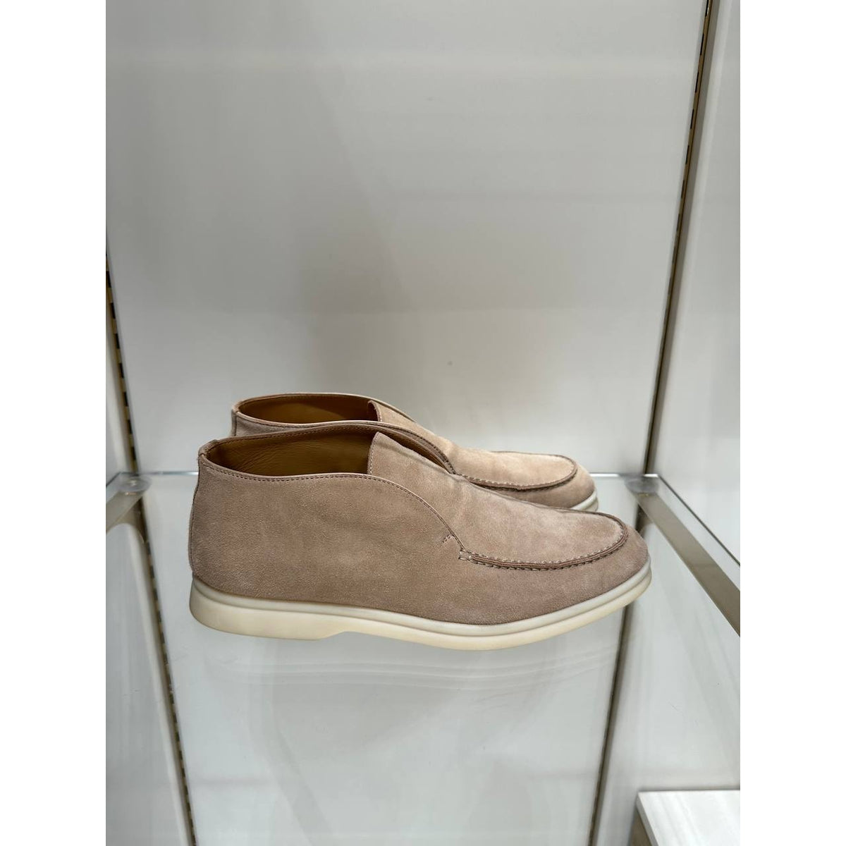 Loro Piana Elegant Beige Suede Ankle Loafers Sz.38 Pre-owned