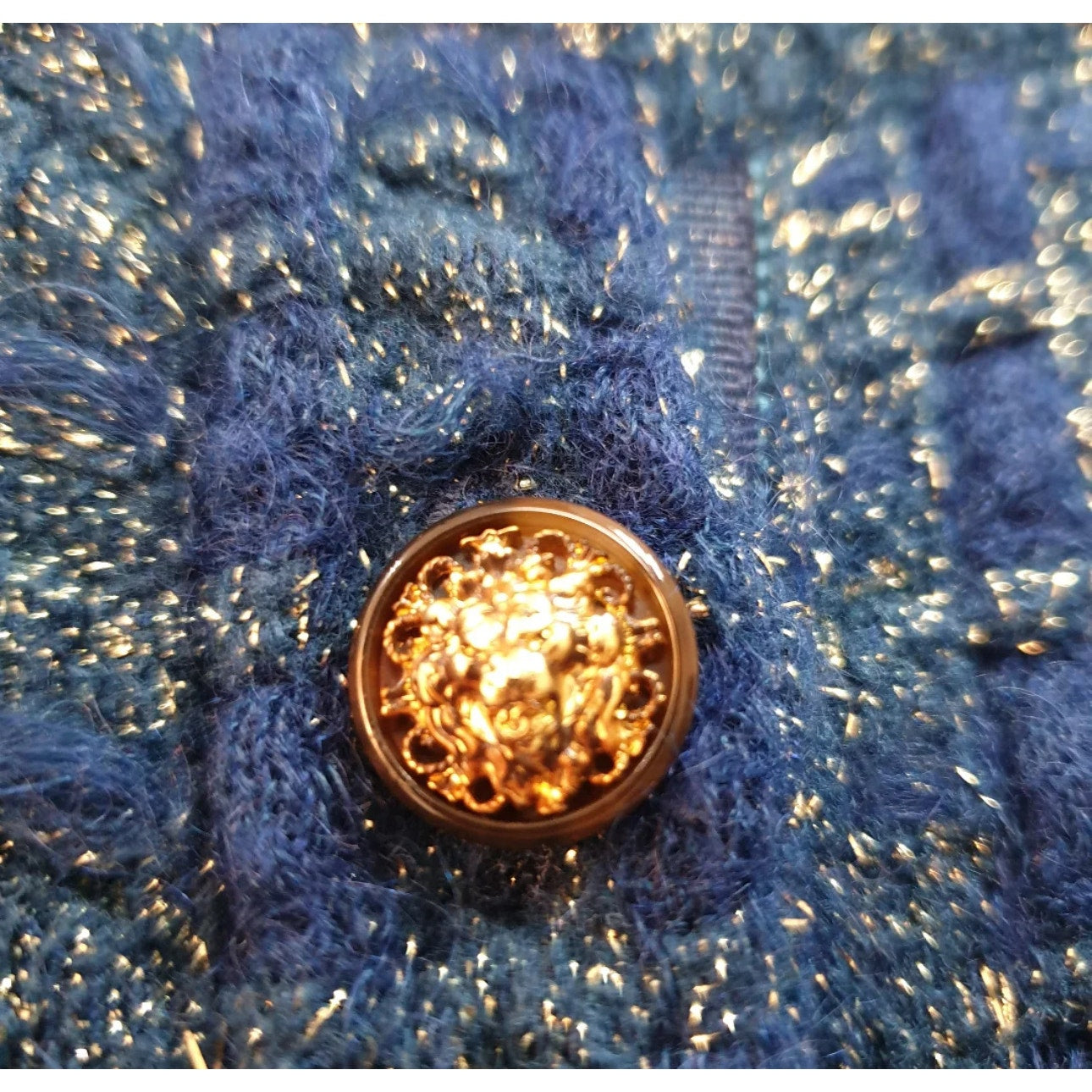 CHANEL Blue Viscose 2017 17A COSMOPOLITE Lerex Tweed Dress Sz.44 Pre-owned