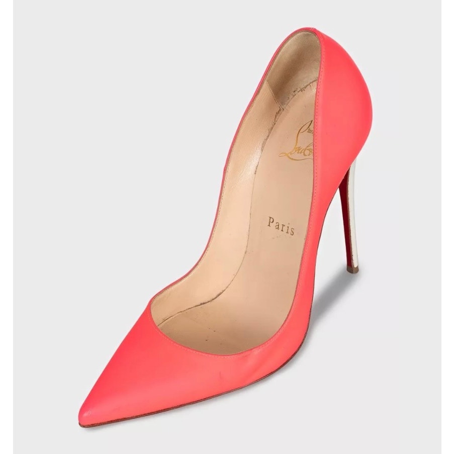 Christian Louboutin So Kate Pink Leather Pointed Toe Pumps Sz.37.5 pre-owned