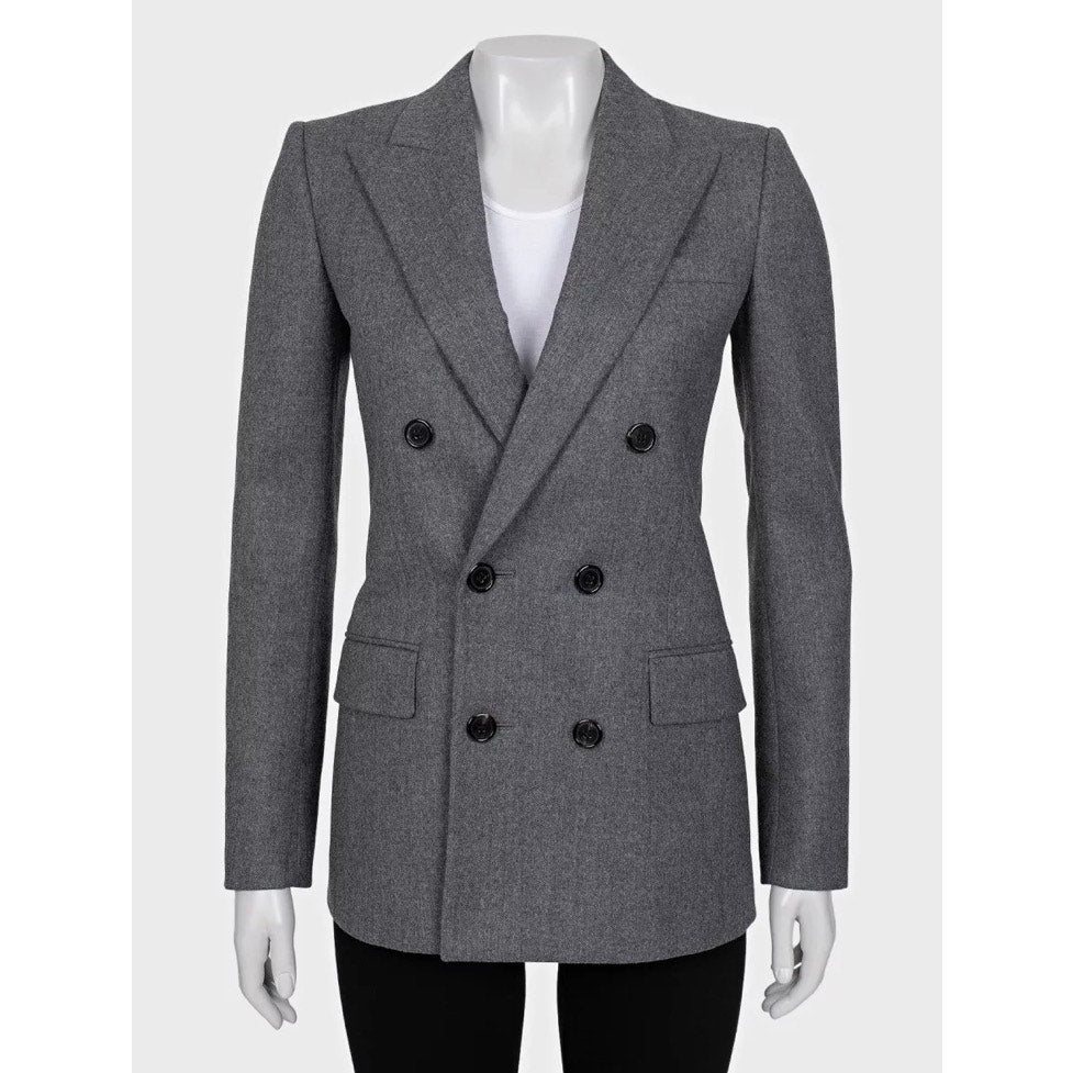 NWOT Saint Laurent Grey Wool Fitted Jacket - Size S / FR36 Pre-owned