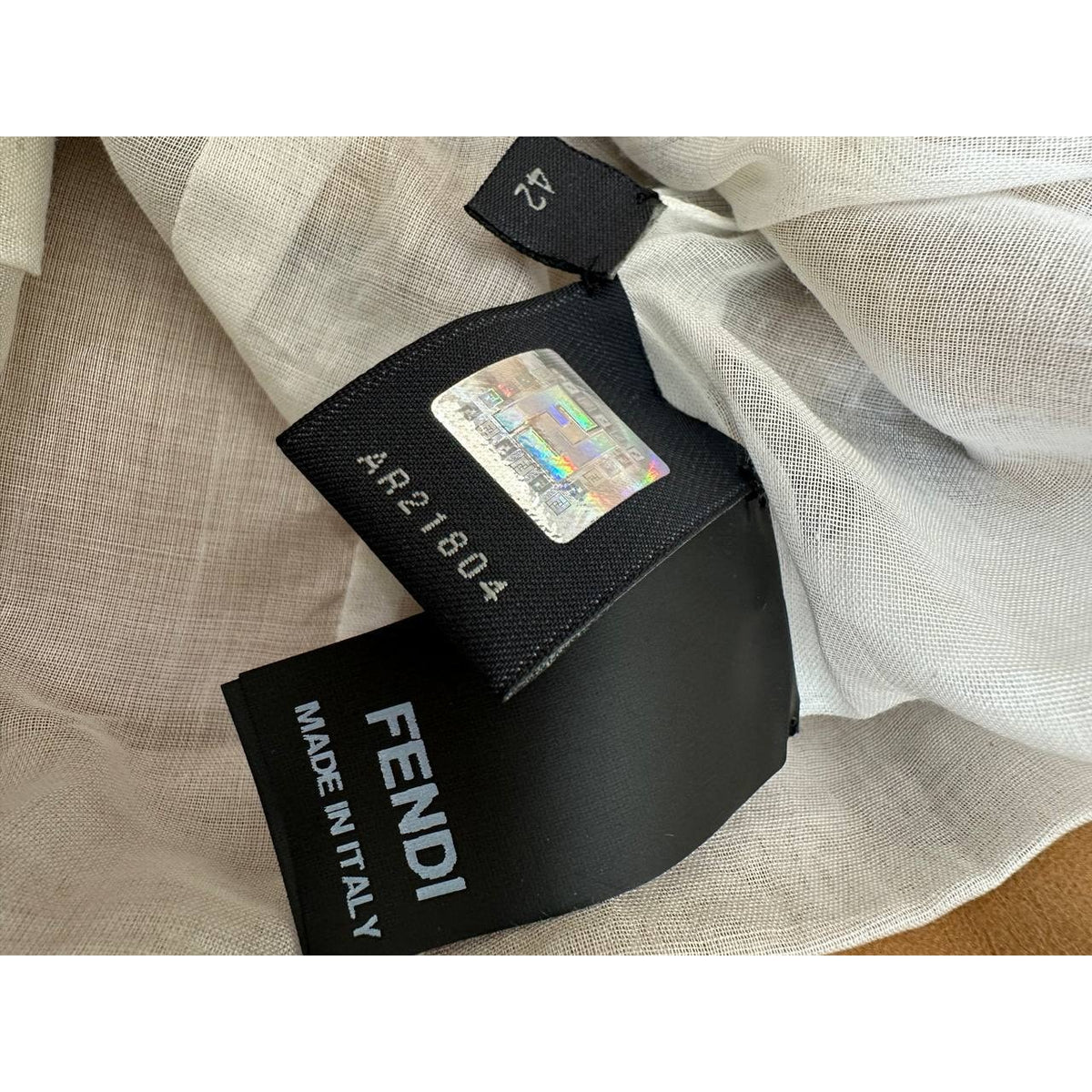Fendi Beige Leather Jacket Woven Sleeves IT 42 Pre-owned