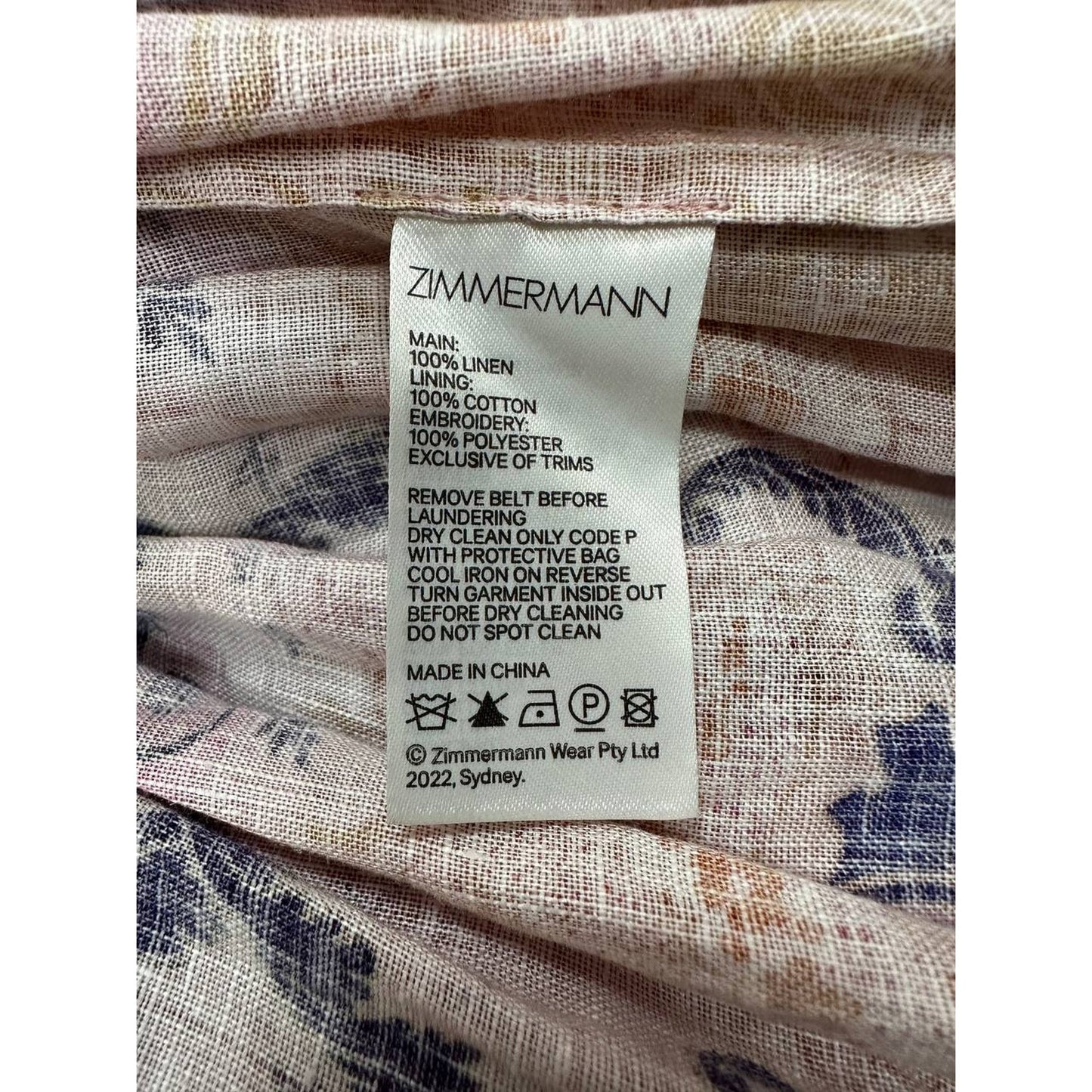 Zimmermann Linen Printed Mini Dress Sz.0 Pre-owned