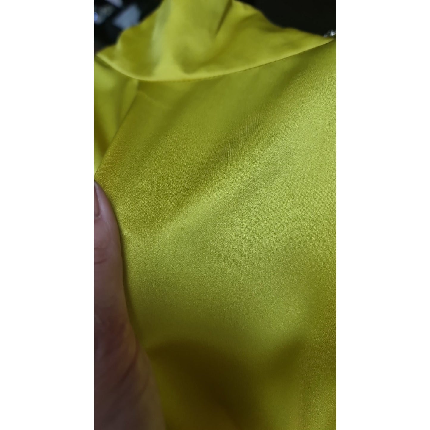 ALESSANDRA RICH Long Embellished Satin Turtleneck Dress In Yellow Sz.42 Pre-owned