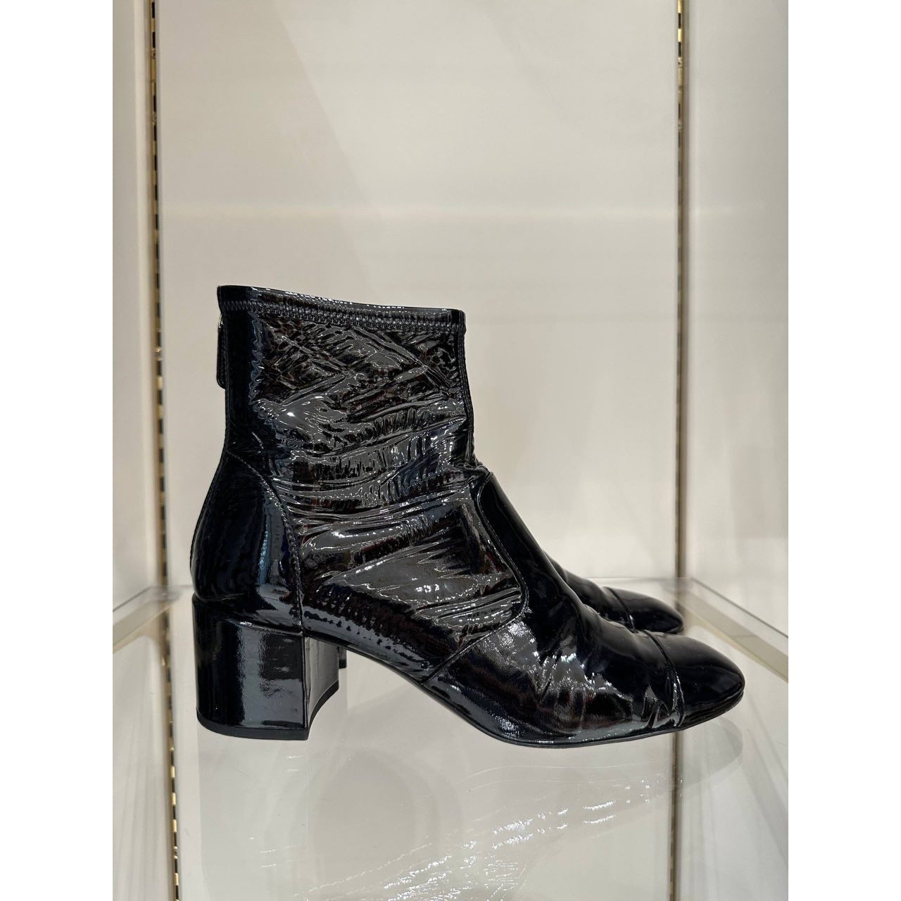 Chanel Cruise 2022 Black Patent Leather Ankle Boots Size 41 Pre-owned
