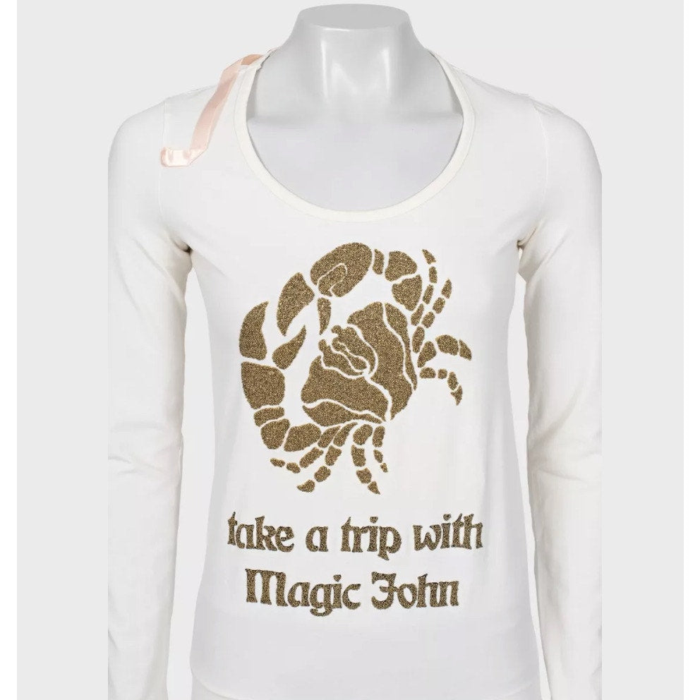 Rare Galliano White Longsleeve Sweater Tunic - Size S Pre-owned