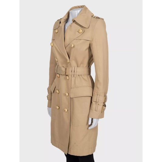 Balmain Black Fitted Trench Coat Gold Buttons 38 Pre-owned