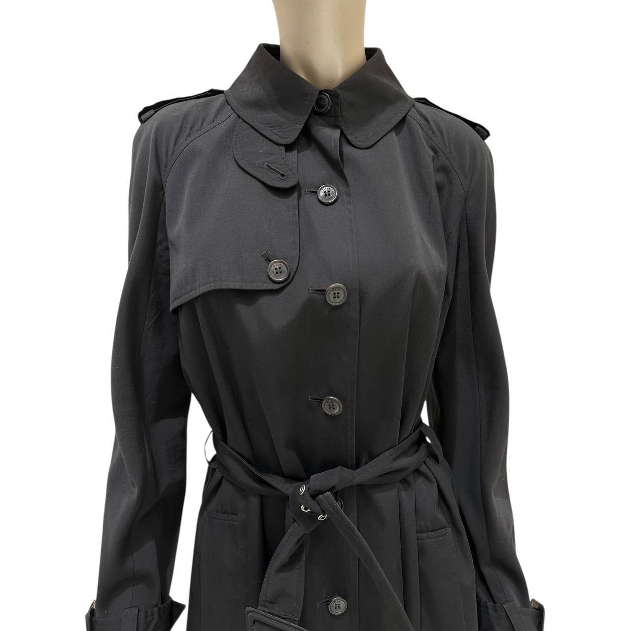 Christian Dior Black Cotton Trench Coat - Size 44 pre-owned
